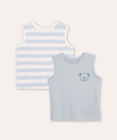 kit de 2 regatas infantis de algodão azul
