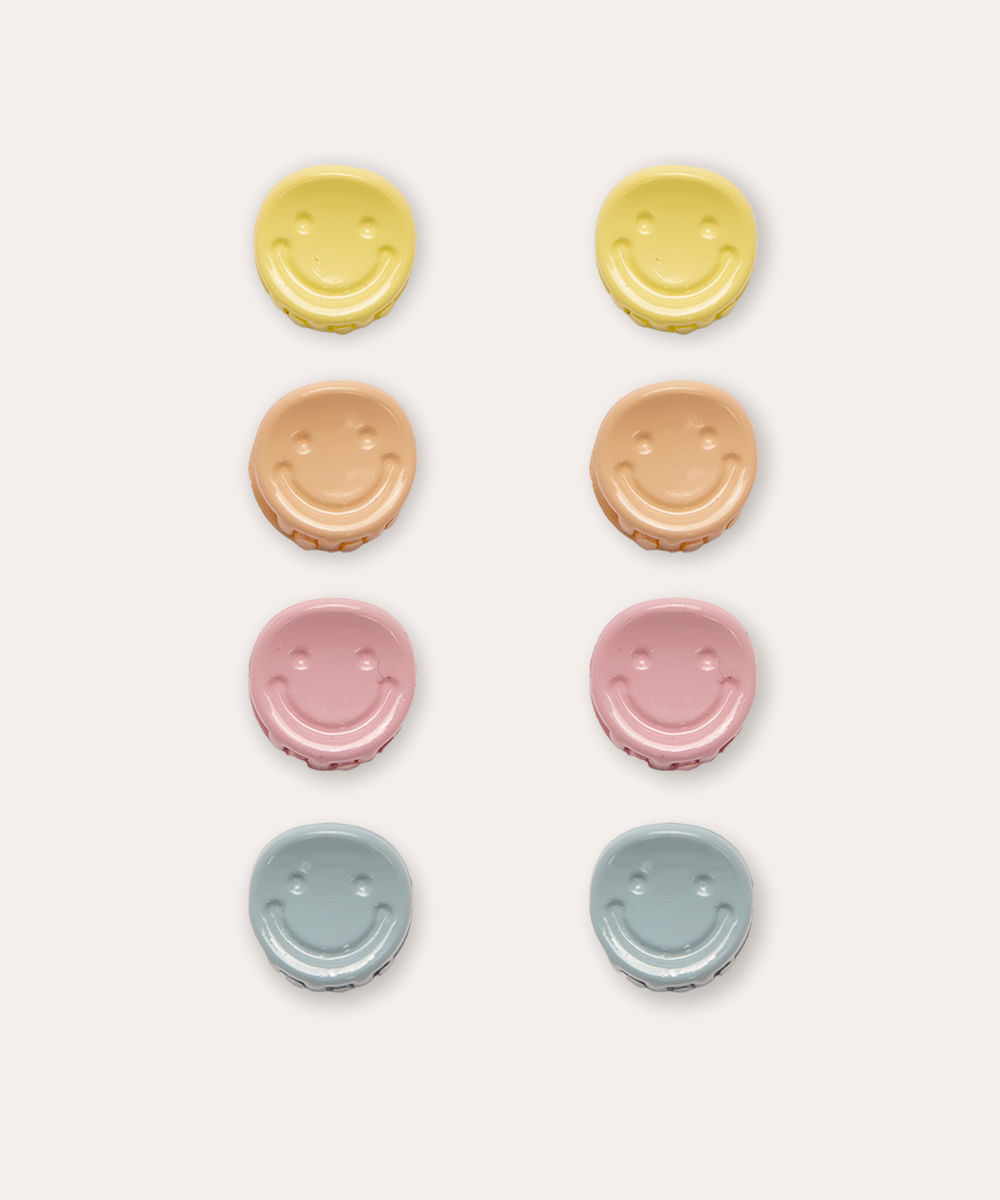 kit de 8 presilhas de cabelo infantil smile colorida