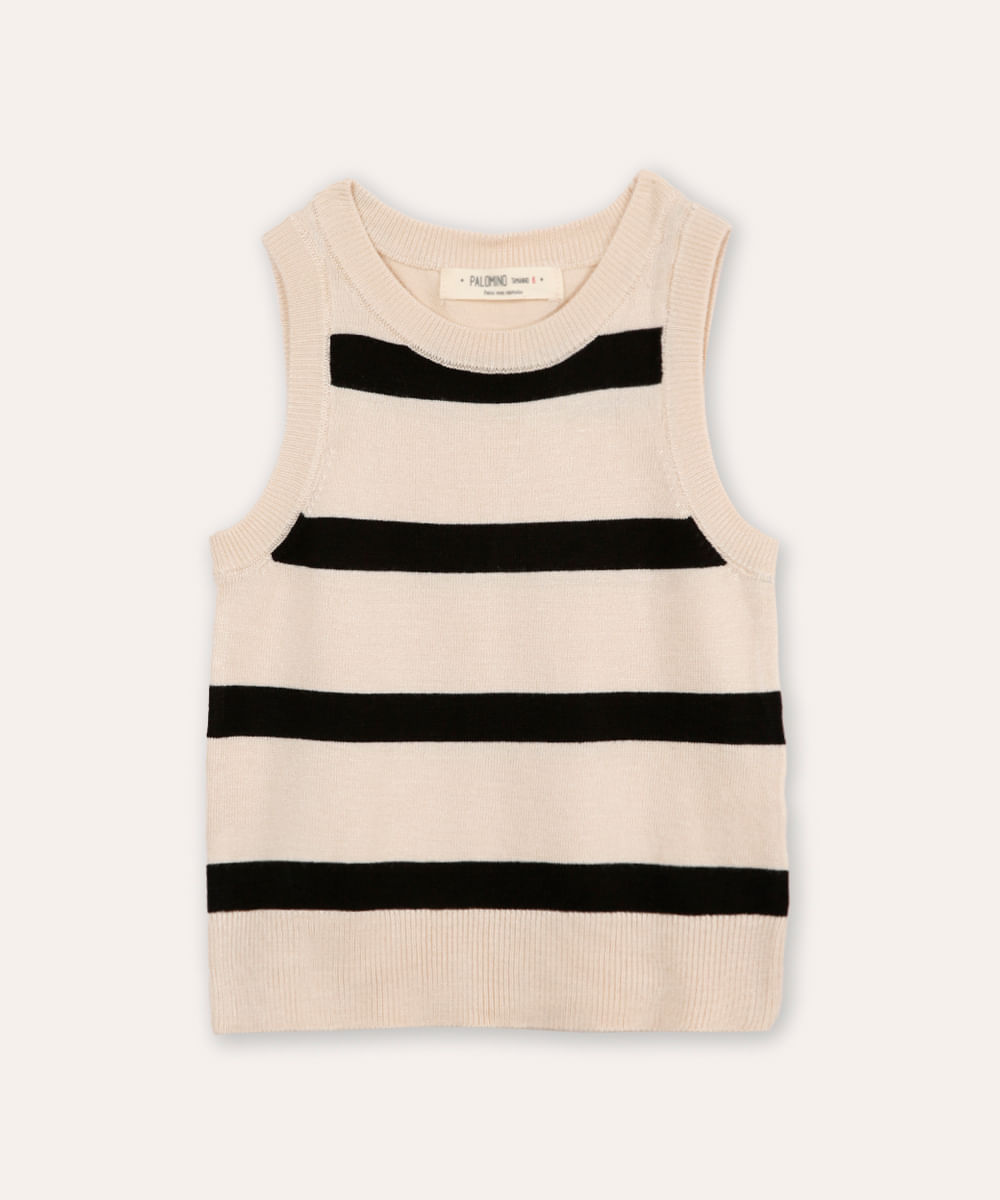 regata de tricot infantil listrada preta