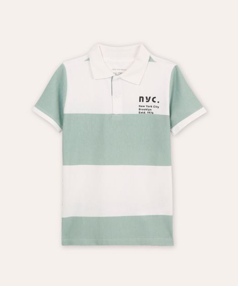 polo de algodão infantil listrada verde