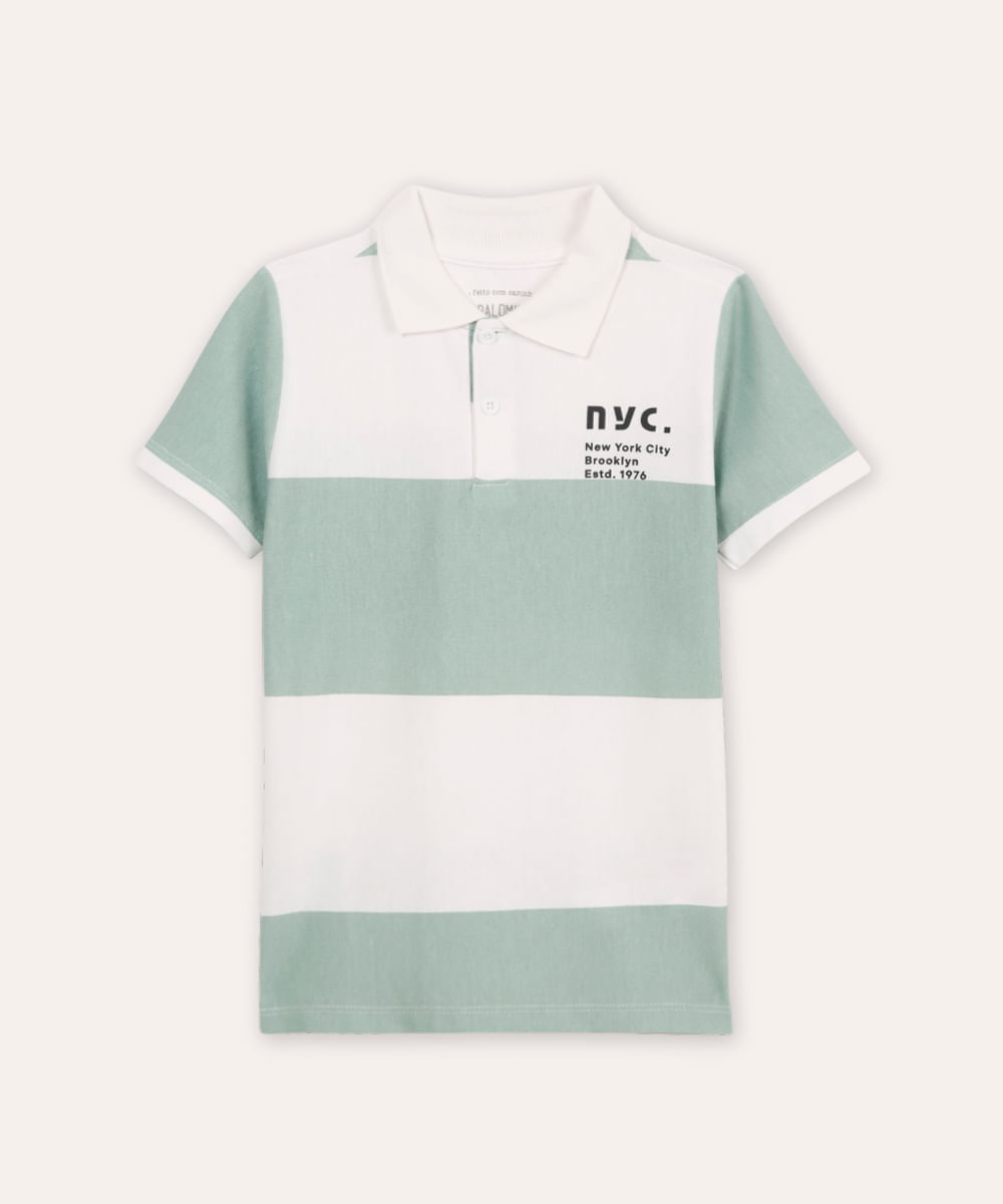 polo de algodão infantil listrada verde