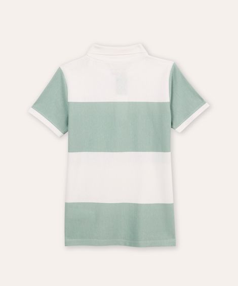 polo de algodão infantil listrada verde