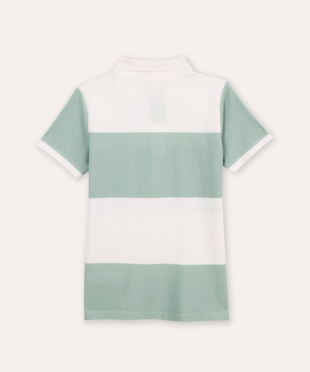 polo de algodão infantil listrada verde