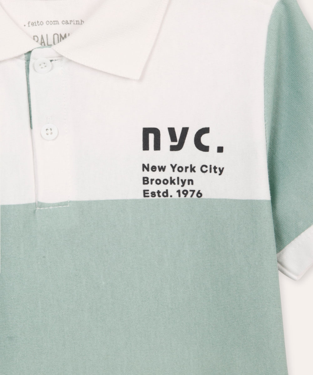 polo de algodão infantil listrada verde