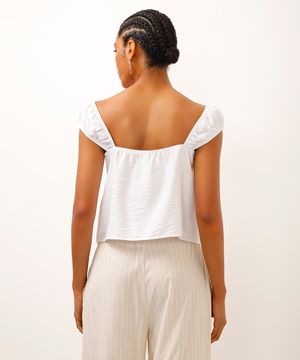 blusa texturizada com amarração off white