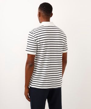 polo de algodão listrada off white
