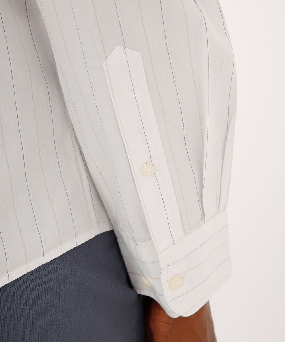 camisa comfort de algodão listrada branca