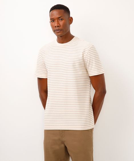camiseta comfort listrada bege