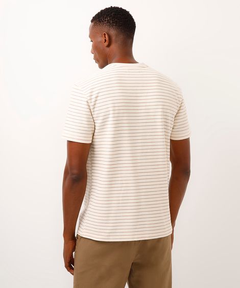 camiseta comfort listrada bege