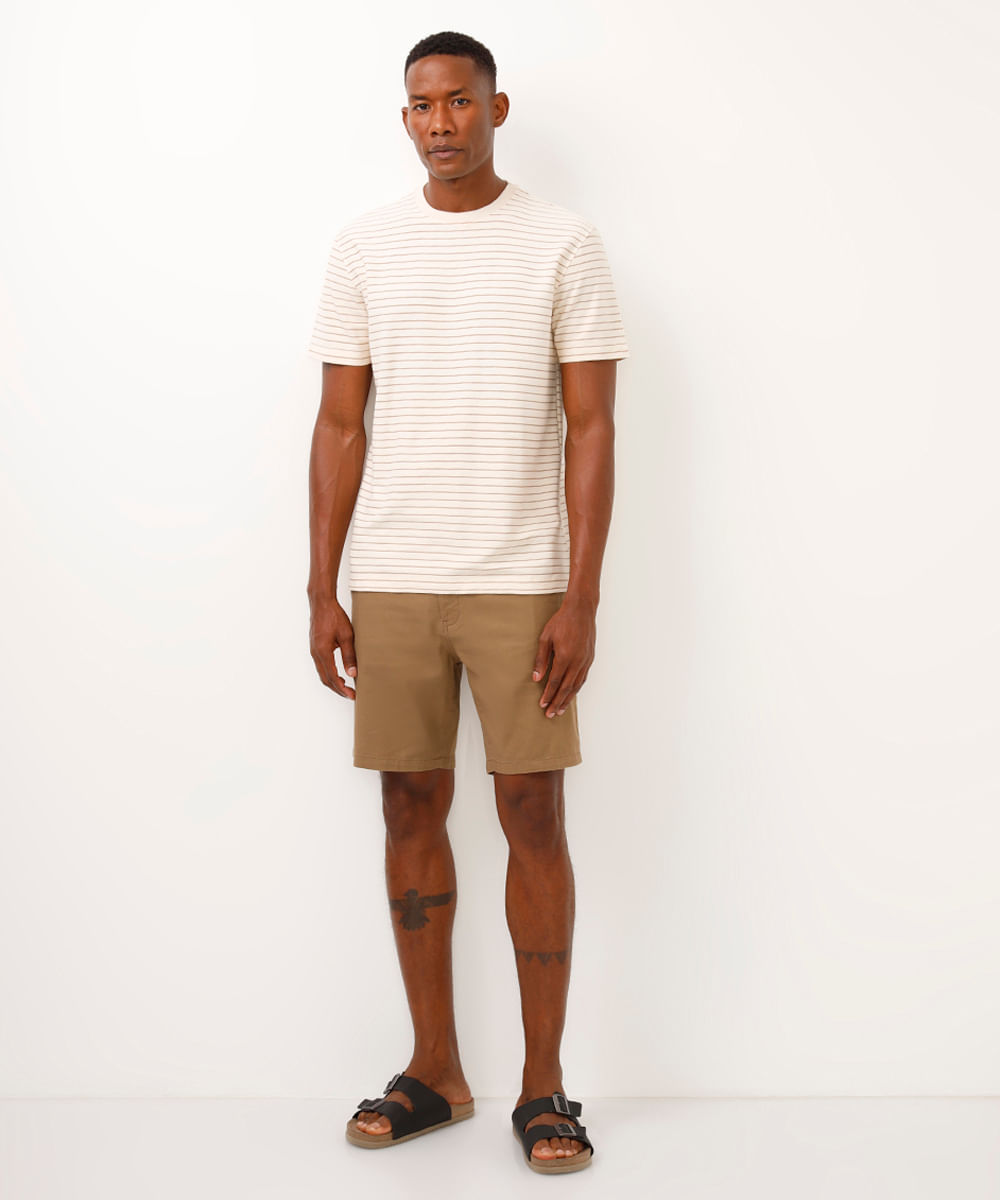 camiseta comfort listrada bege