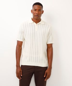 polo de tricot texturizada off white