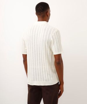 polo de tricot texturizada off white