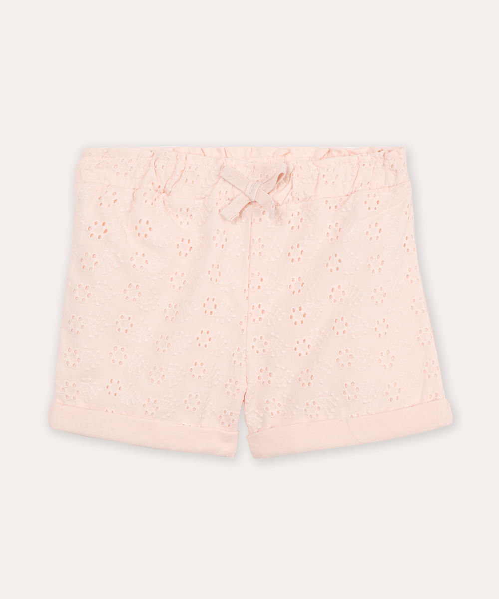 short de laise infantil floral rosa