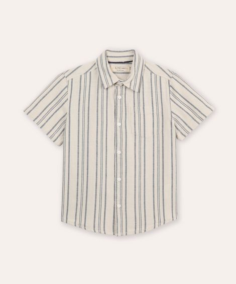 camisa infantil de algodão listrada - branco