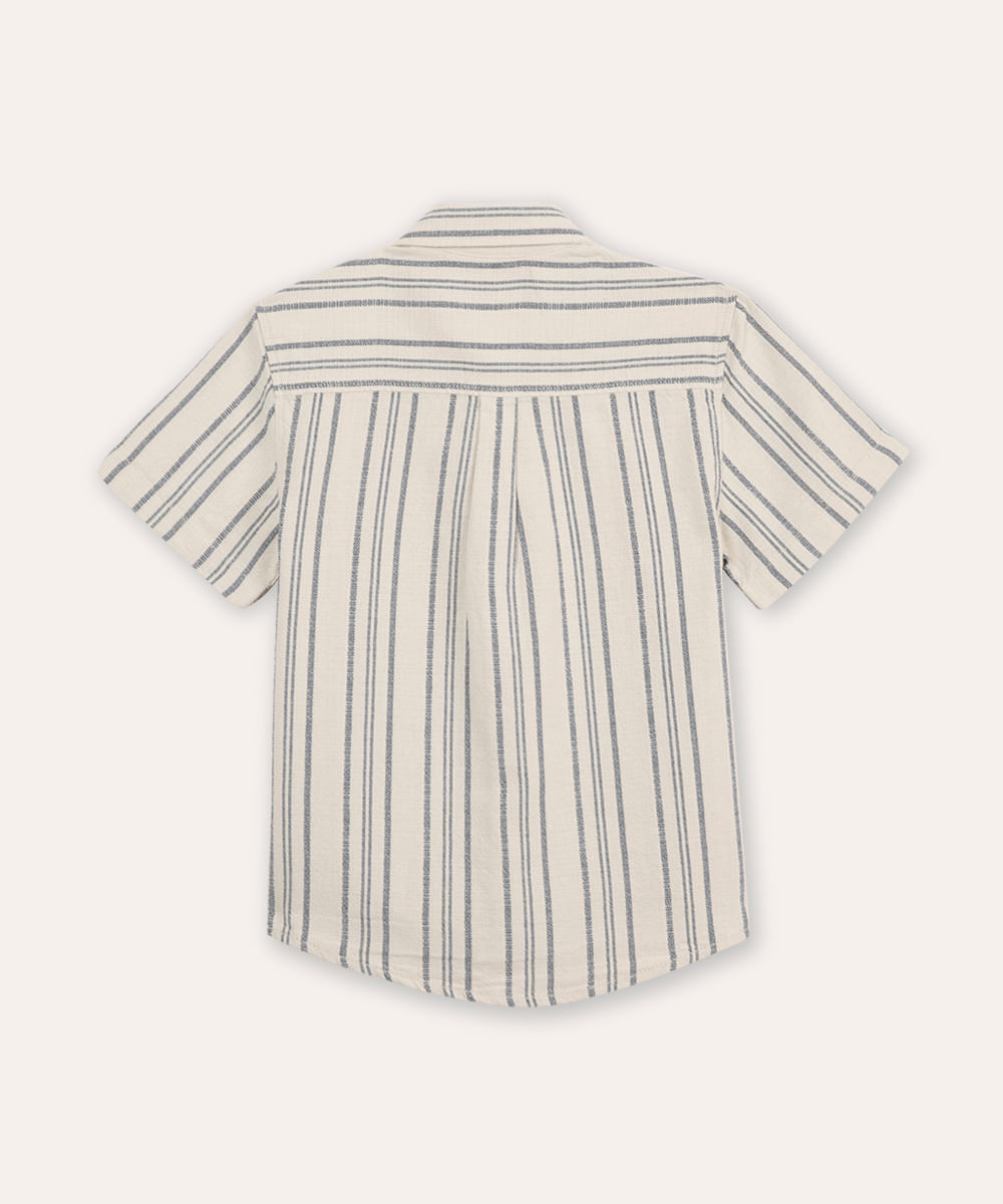camisa infantil de algodão listrada - branco