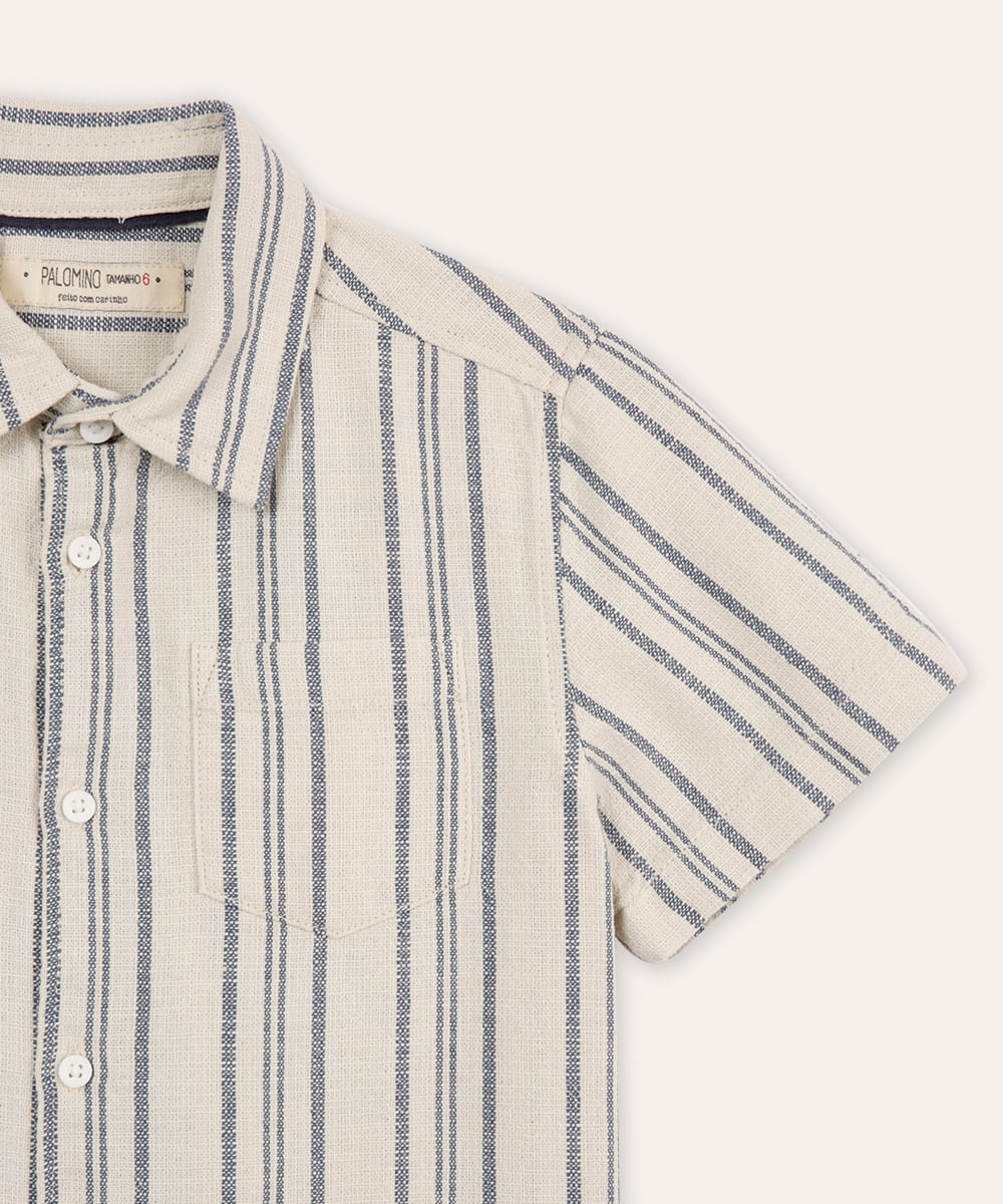camisa infantil de algodão listrada - branco