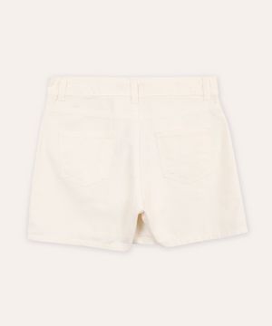 short saia juvenil de sarja cargo off white