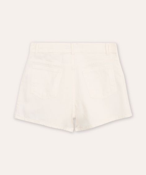 short saia juvenil de sarja transpassado off white