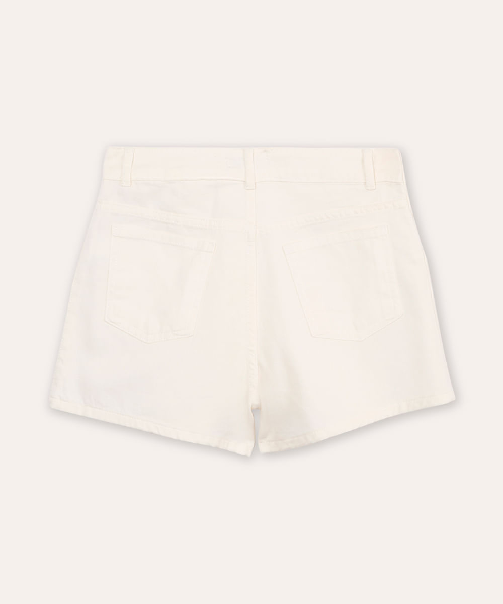 short saia juvenil de sarja transpassado off white
