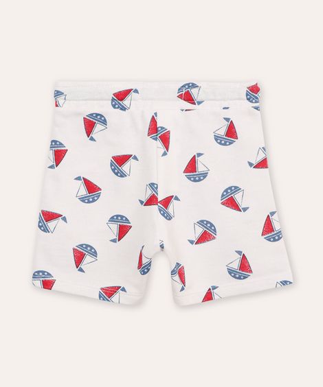 short de algodão infantil barquinho off white