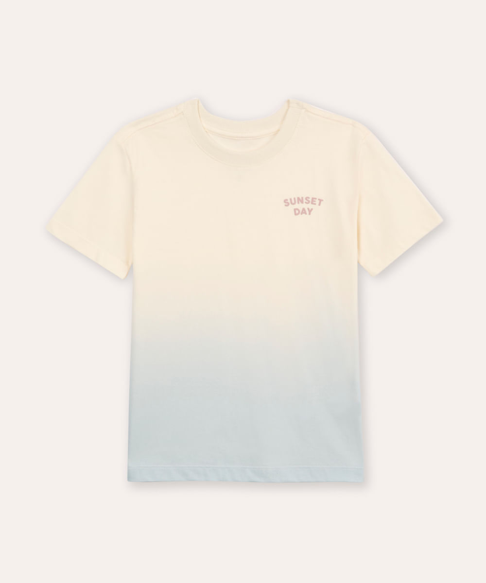 camiseta de algodão infantil bicolor sunset day bege