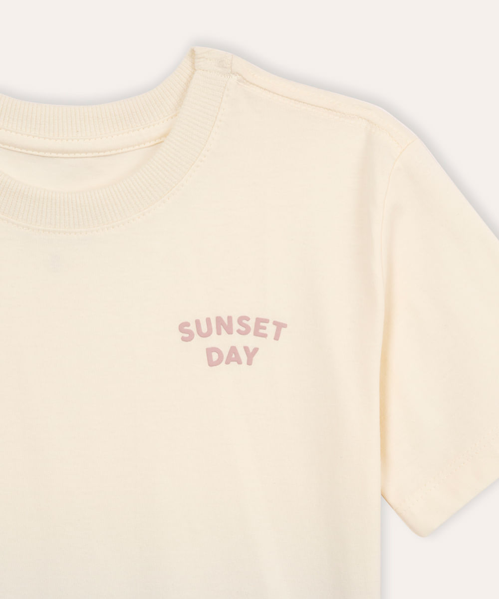 camiseta de algodão infantil bicolor sunset day bege