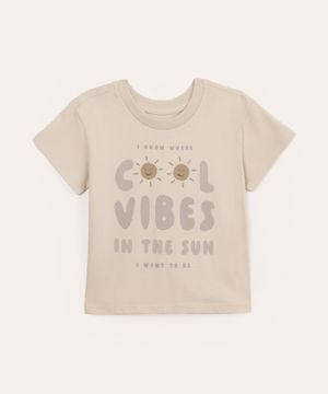 camiseta de algodão infantil cool vibes in the sun bege