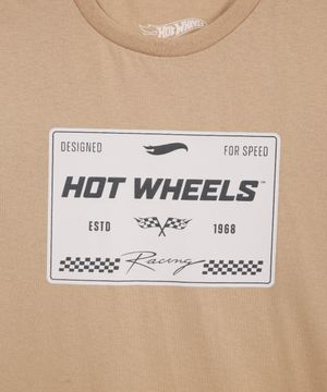 camiseta de algodão infantil manga curta hot wheels bege