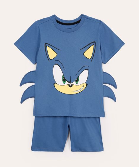 pijama infantil de algodão sonic azul