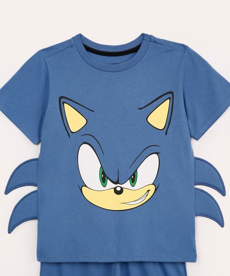 pijama infantil de algodão sonic azul