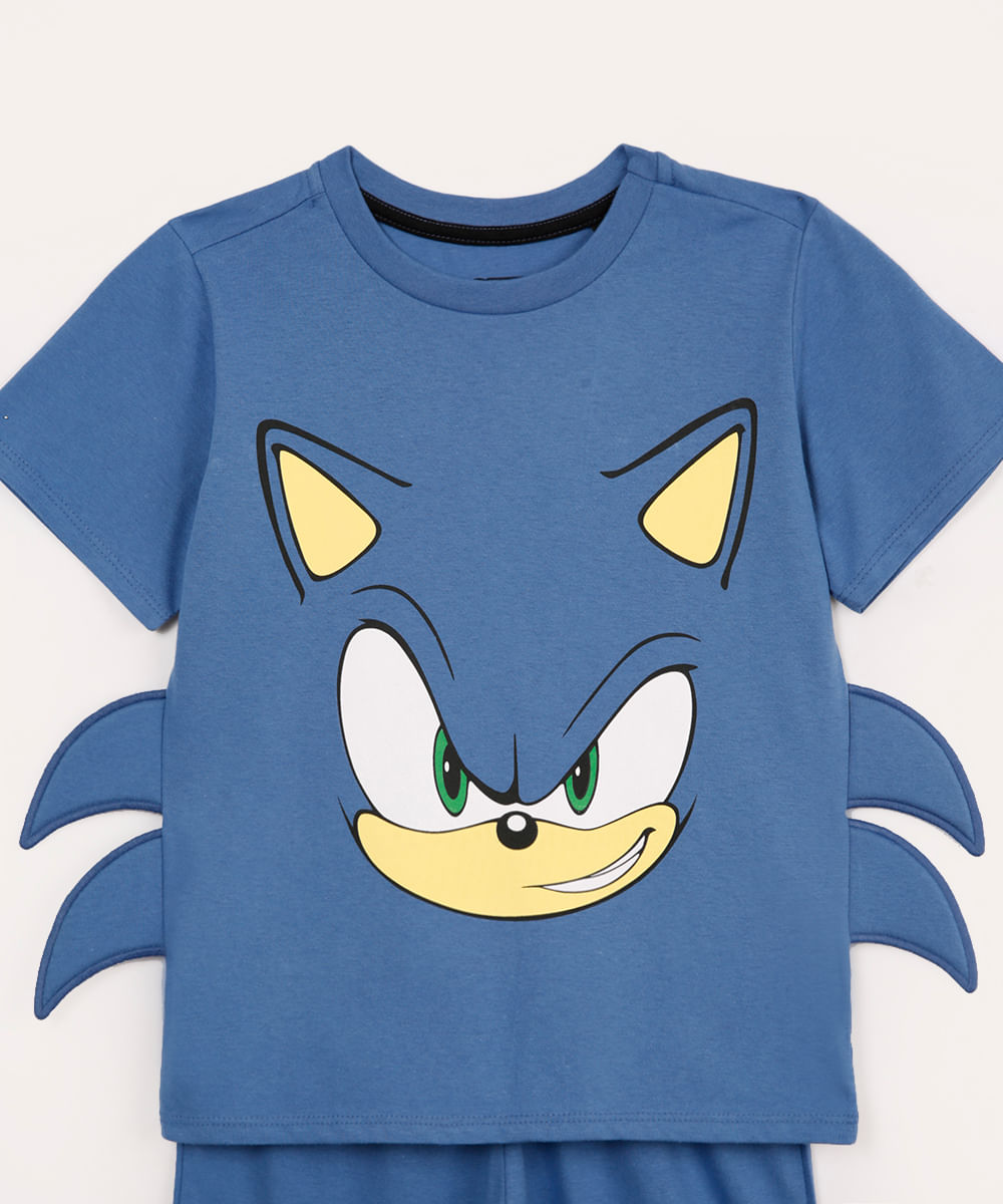 pijama infantil de algodão sonic azul