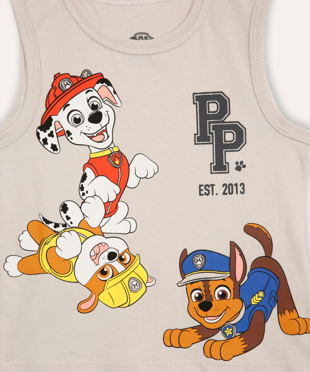 conjunto infantil curto patrulha canina bege