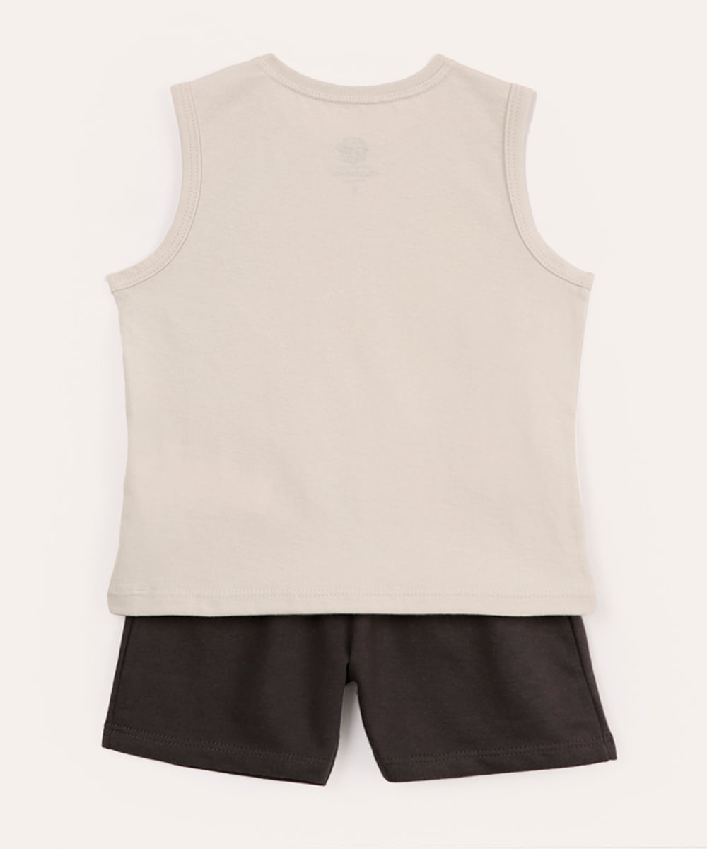 conjunto infantil curto patrulha canina bege