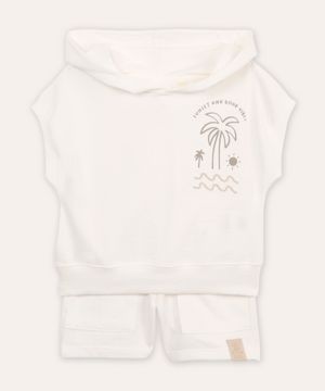 conjunto infantil de moletom off white