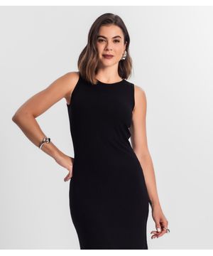 Vestido Regata Canelado Select Preto