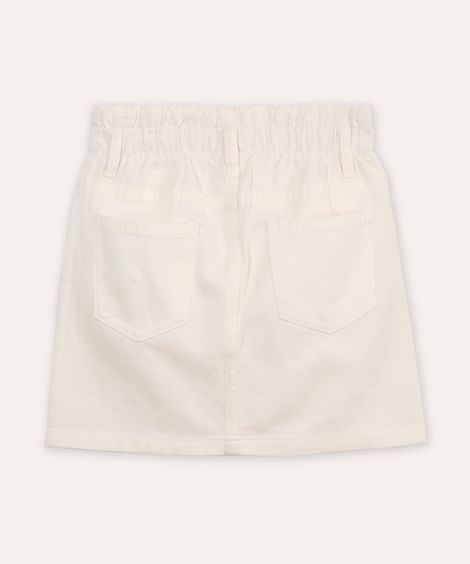 saia reta infantil de sarja com brilhos off white