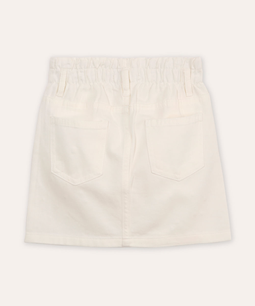 saia reta infantil de sarja com brilhos off white