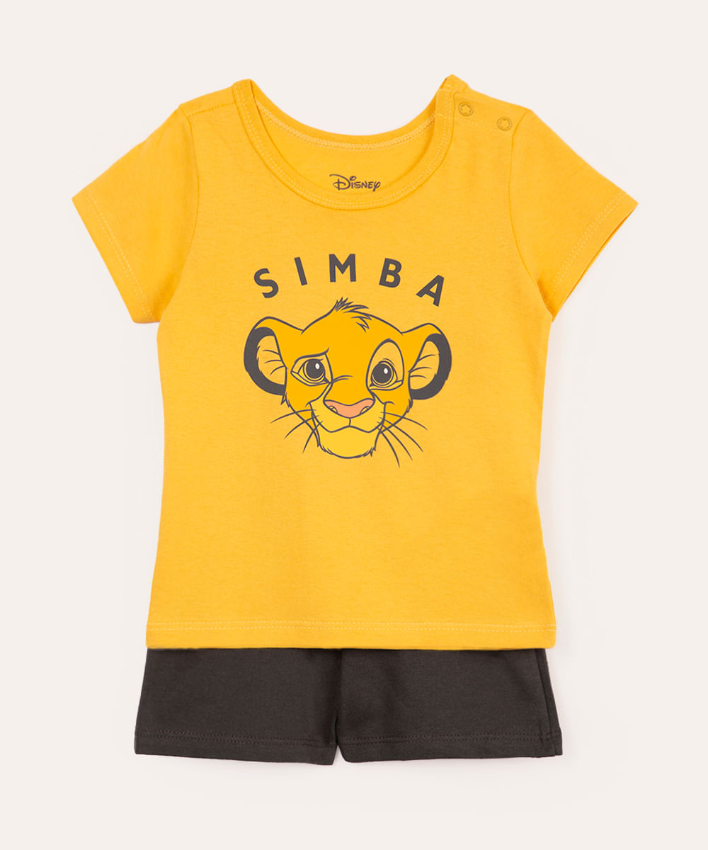 conjunto infantil curto simba amarelo