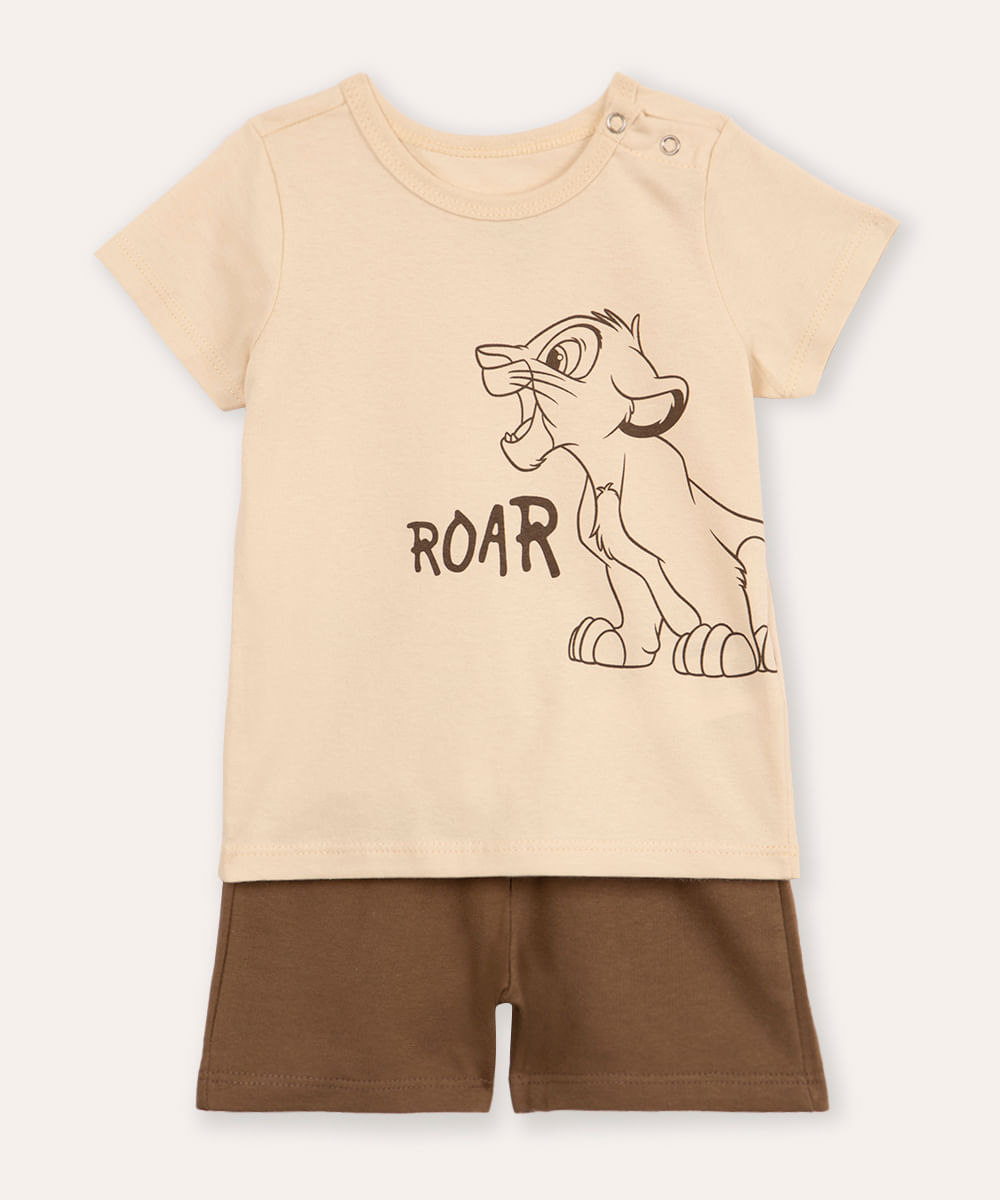 conjunto infantil curto simba bege