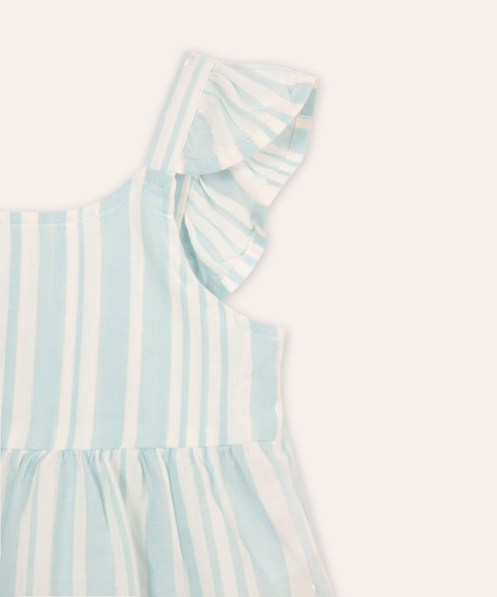 conjunto infantil curto com lurex listrado azul