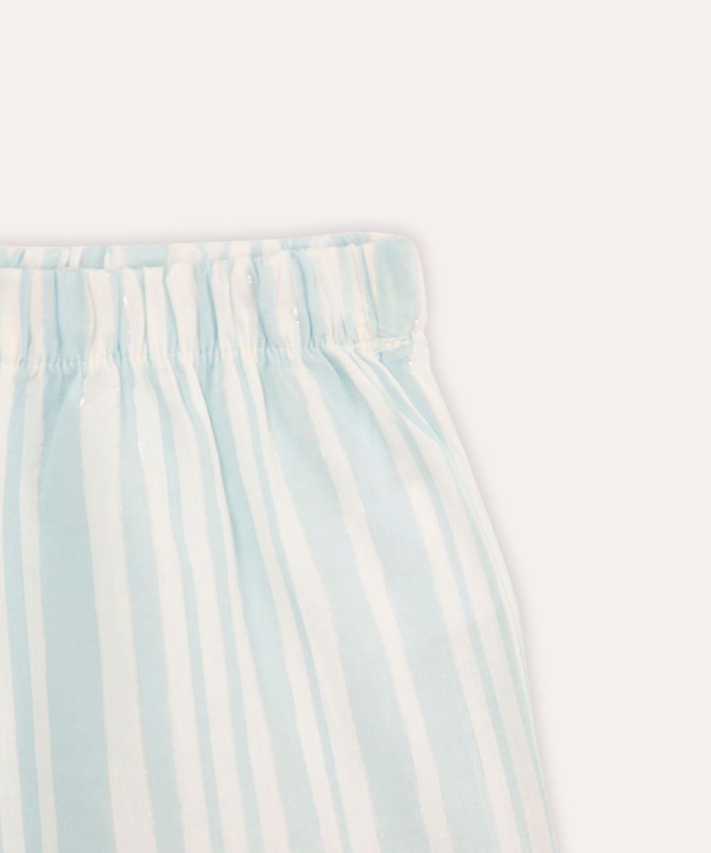 conjunto infantil curto com lurex listrado azul