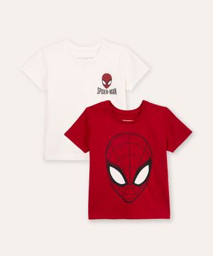 kit de 2 camisetas infantis homem aranha colorida