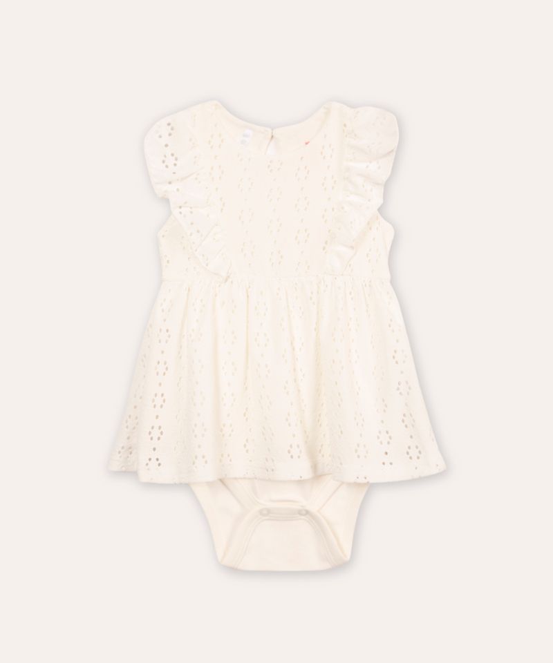 body vestido infantil de laise floral off white