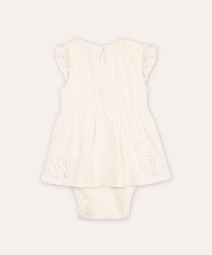 body vestido infantil de laise floral off white