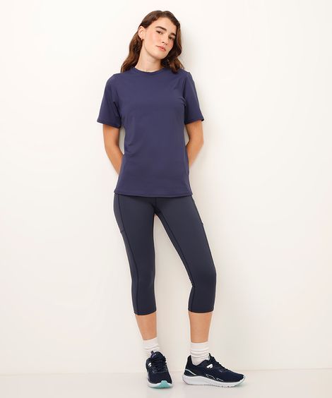 legging corsário esportiva com bolsos azul