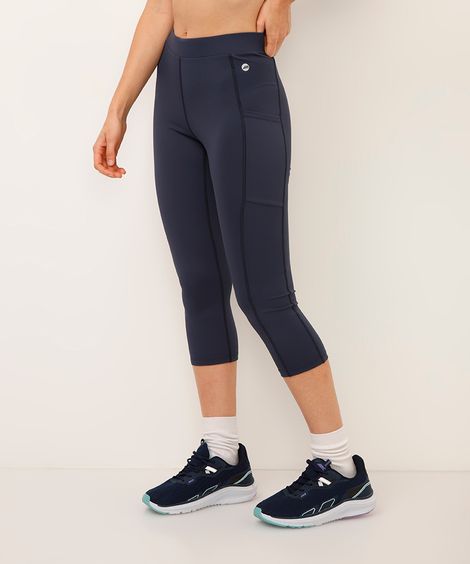 legging corsário esportiva com bolsos azul