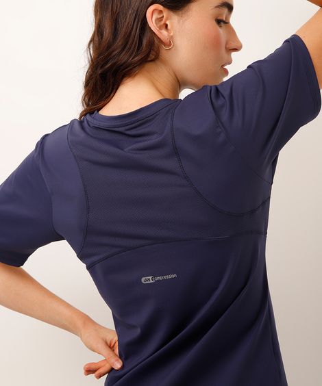 camiseta de compressão esportiva azul