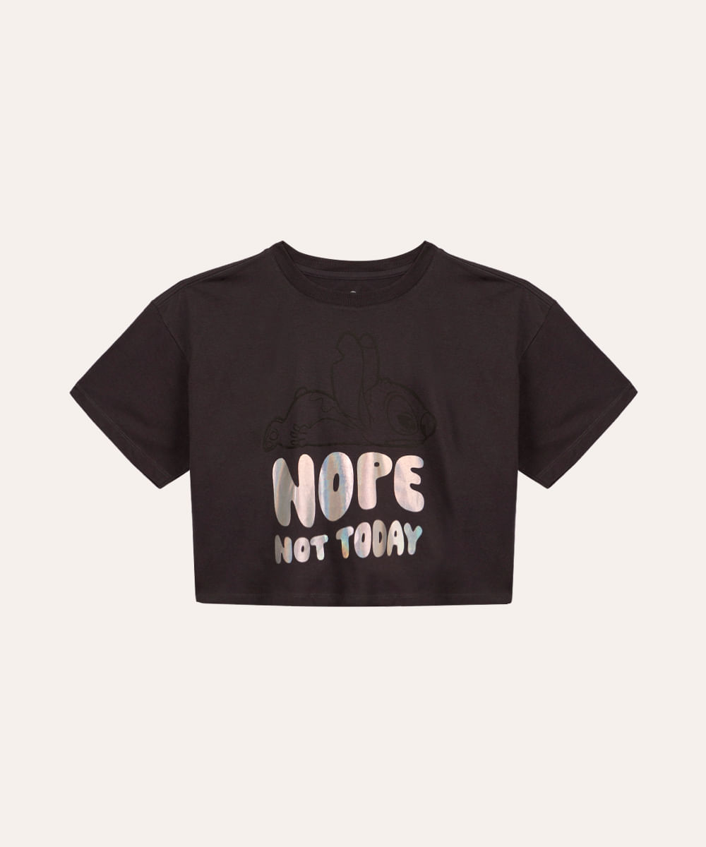 cropped de algodão juvenil stitch cinza