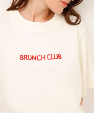 camiseta de algodão peruano brunch club off white