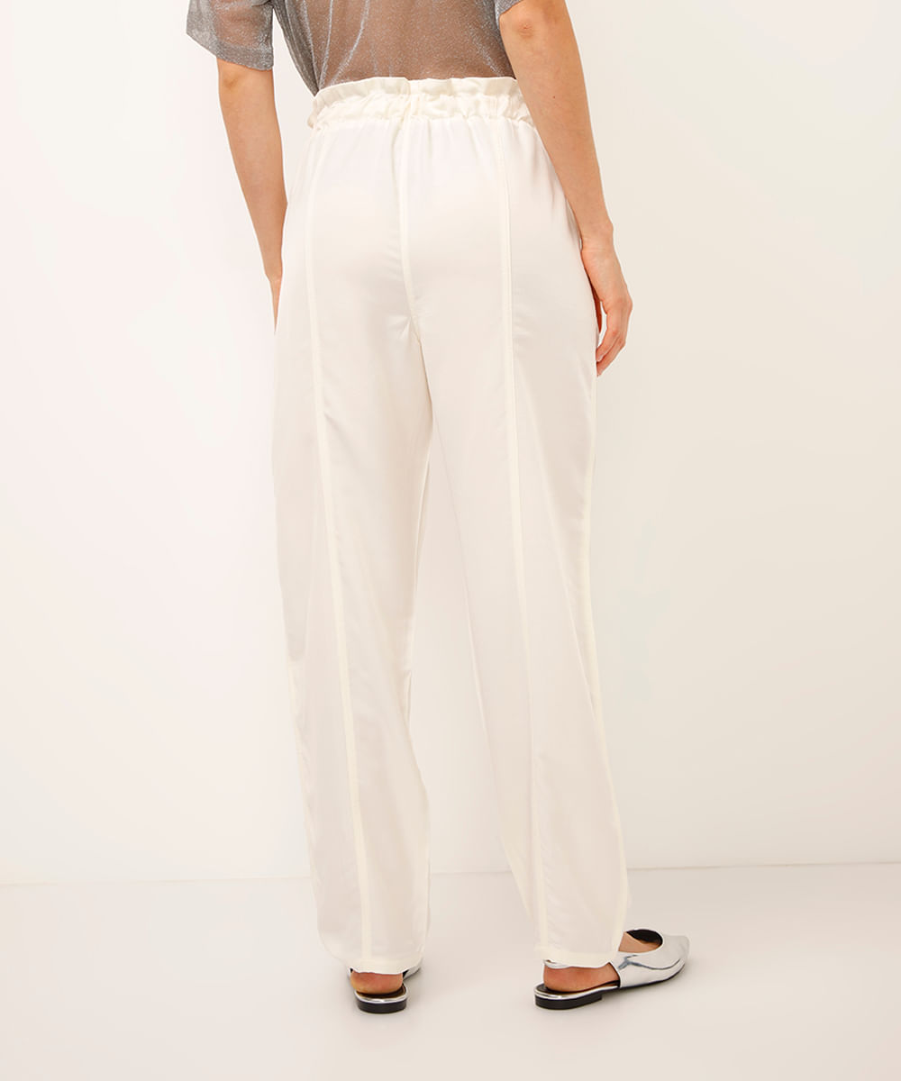 calça clochard acetinada off white